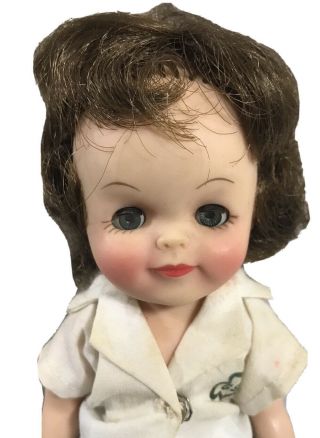 Vintage 1965 Effanbee 8” Girl Scout Doll Brown Hair Blue Sleep Eyes