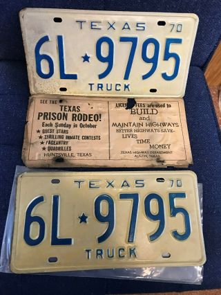 1970 Texas Truck License Plates 6l 9795