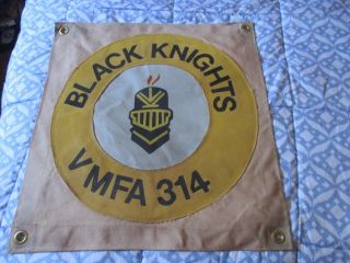 Modern Usmc Vmfa - 314 Black Knights Squadron Ready Room Bar Wall Flag