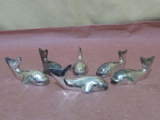Vintage Dolphin/whale Silver Plate Knife Rests,  Set Of 6