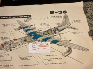 (qty 2) Vintage Convair B - 36 Peacemaker Us Air Force Bomber Arff Training Poster