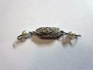 Vintage Art Deco Sterling Silver & Marcasite Clasp For A Pearl Necklace
