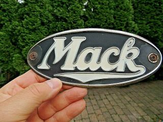 Vintage Mack Truck Metal Script Emblem Logo Plate,  3 " X 7 "