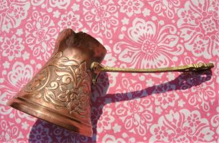 Vintage Handcrafted Turkish Coffee Pot - Embossed Copper - Good 3