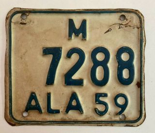 1959 Alabama Motorcycle License Plate All Paint Harley Panhead Bmw