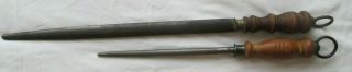 2 Vintage F.  Dick Knife Sharpening Steels 1 - 14 1/2 " Oval & 1 - 8 1/4 " Round