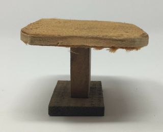 Vintage Wood Dollhouse Miniature Table With Gold Fabric Top Furniture 2