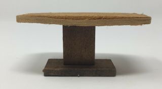 Vintage Wood Dollhouse Miniature Table With Gold Fabric Top Furniture 3