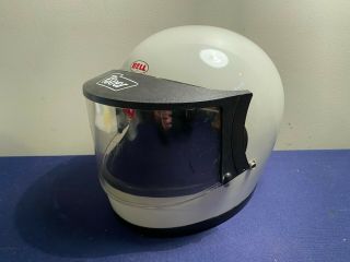 Vintage Bell Star 12 Usa Racing Helmet Sz - 7 3/4 White Full Face Seer Visor