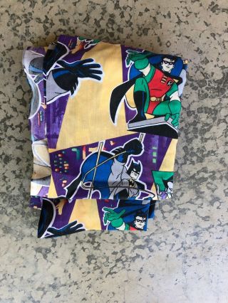 Vintage 1995 Batman Robin Twin Size Flat Bed Sheet - Dc Comics - Riddler Joker