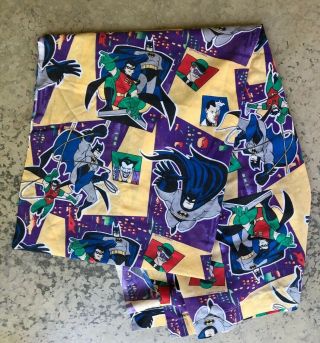 Vintage 1995 Batman Robin Twin Size Flat Bed Sheet - DC Comics - Riddler Joker 2