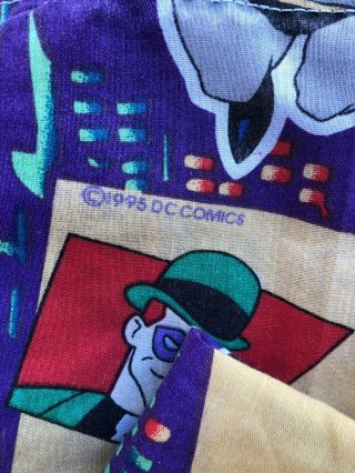 Vintage 1995 Batman Robin Twin Size Flat Bed Sheet - DC Comics - Riddler Joker 3
