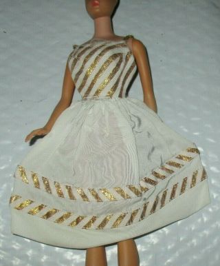 Barbie 1965 Vintage Fashion 1627 Country Club Dance Gold Lame & White Dress Tlc