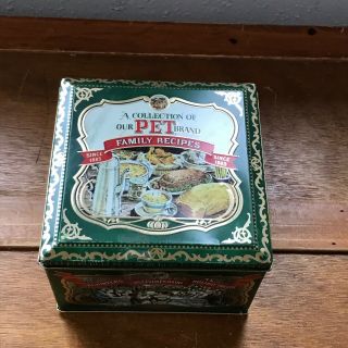 Vintage Our PET Brand Green Square Recipe Box Metal Container Box – 3.  75 inches 3