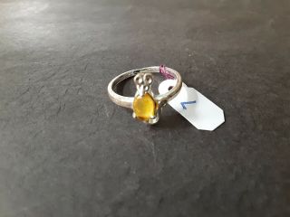 925 Sterling Silver Vintage Estate Rat Shaped Yellow Stone Ring Size 7