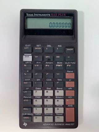 Vintage Texas Instruments Ba Ii Plus Business Analyst Financial Calculator Ti