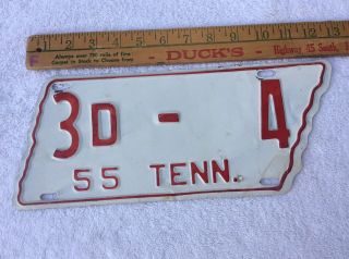 1955 Tennessee State Shape License Plate 3d - 4 Knox County Touch Up Paint