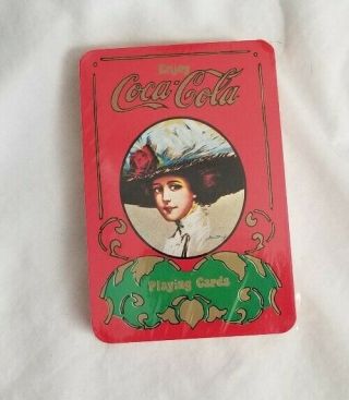 VINTAGE Coca Cola GIBSON GIRLS Playing Cards Full Deck w/tin Red Green Christmas 3