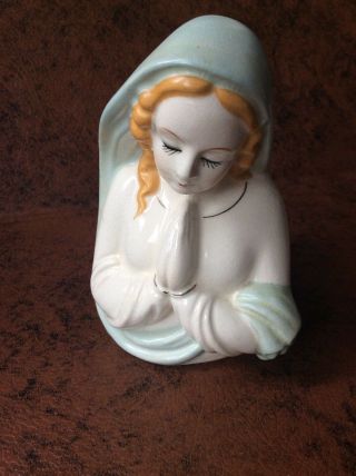 Euc Vintage Mary Madonna Blessed Mother Virgin Planter Statue Vase Japan