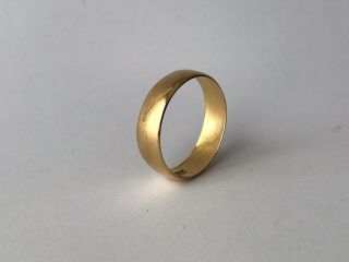 22kt Yellow Gold,  Rare Antique English Plain Ring Band,  Hallmarks,  Size 6.  5