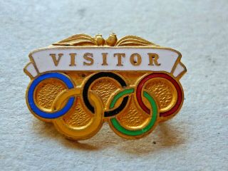 Vintage Enamel Badge Melbourne Australia 1956 Olympic Games Visitor Badge