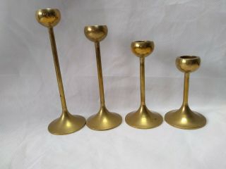 Vintage Brass Graduated Candlesticks - Set Of 4