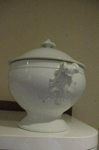 Antique French White Ironstone Porcelain Soup Tureen Table Cuisine For Asparagus