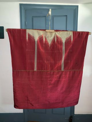 Antique Hand Woven Heavy Red Silk Syrian Abbas Tunic Robe