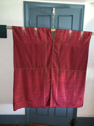 Antique Hand Woven Heavy Red Silk Syrian Abbas Tunic Robe 2