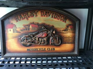 Harley Davidson Motorcycle Club 3d Man Cave Pub Bar Painted Wooden Sign