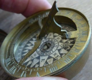 Very Rare Antique 18th Century Brass Pocket Sundial