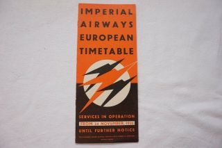 1935 Imperial Airways European Timetable Airline Schedule