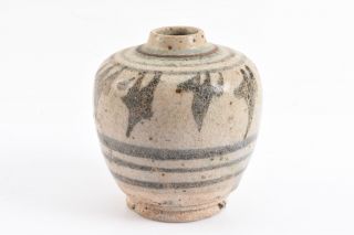 China Ming Dynasty 1368 - 1644 Light Blue On Gray Glazed Pottery Vase Jar V05