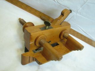 Antique Arrowmammett Screw Arm Boxwood Plow Plane Wood Tool Plough