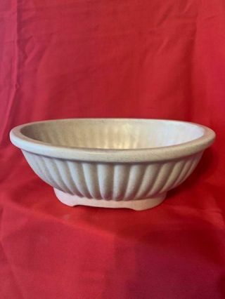 Vintage Haeger Pottery 3938 - Ausa Beige Ribbed Oval Planter 8.  25 X6 X 3 "