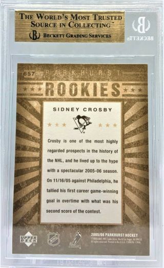 2005 - 06 Parkhurst 657 Sidney Crosby BGS 9.  5 2