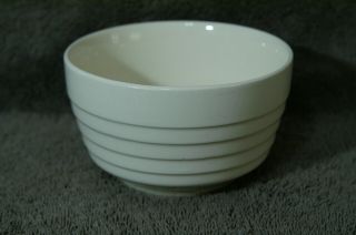 Scio Pottery White Ribbed Cereal Soup Bowl Vintage Stamped Usa Cream Ivory Mcm