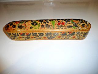 Rare Large 19th Century Antique Indian / Persian Papier Mache Qalamdan Pen Box