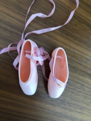 Ballet Slippers Vintage 1950’s Pink Vinyl Shoes For 18” Ballerina Doll