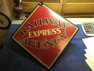Railway Express Agency Metal Rimmed Cardboard Interior Sign 2