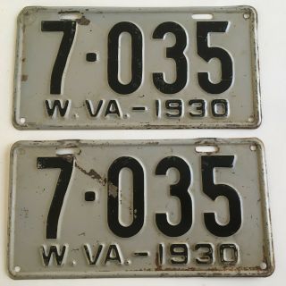 1930 West Virginia License Plate Pair Plates Ford Model A Chevy Dodge Buick Olds