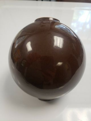 Rare Antique Brown Ceramic 4 1/2 " Plain Round Lightning Rod Ball