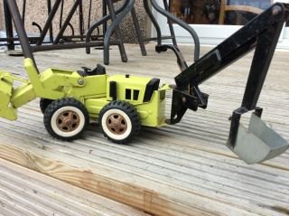 Vintage Tonka Trencher Green Digger Toy With Backhoe Attic Found Retro Metal