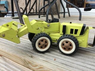 Vintage Tonka Trencher Green Digger Toy With Backhoe attic found retro metal 2