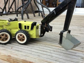 Vintage Tonka Trencher Green Digger Toy With Backhoe attic found retro metal 3