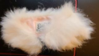 Vintage Barbie White Rabbit Fur Stole Wrap Shawl Pink Satin Lining W Label