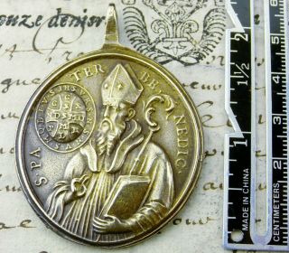 Vatican Cast Catholic Monks Exorcism St.  Benedict Antique Bronze Medal