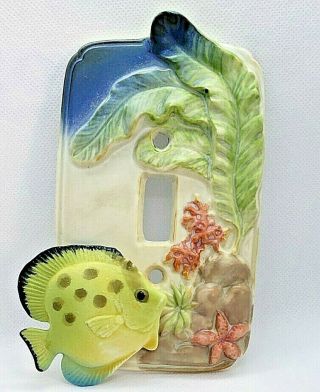 Vintage,  Takahashi,  Japan,  Fish,  Tropical,  Light Switch Cover Plate,  Ceramic