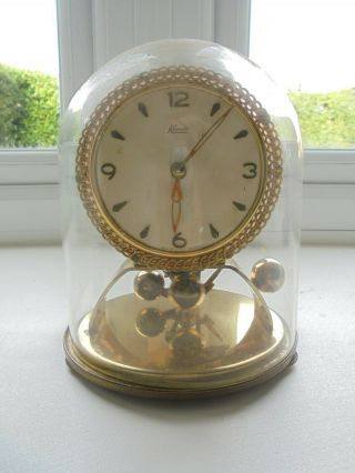 Antique/vintage Brass Glass Domed Kundo Mantel Clock