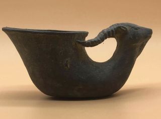 Ancient Near Eastern Bronze Rhyton Vessel With Rams Head Rare